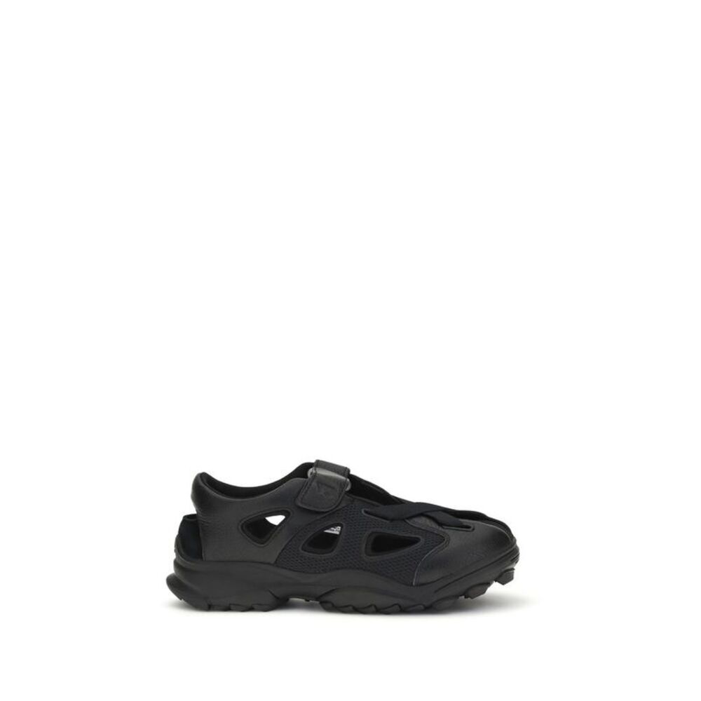 Y-3 Black Calf Leather Bos Taurus Flat Men's Sandals